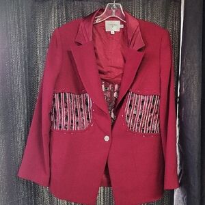 Louis RICHIE Women's RICH Red/BURGUNDY Blazer, SIZE  16